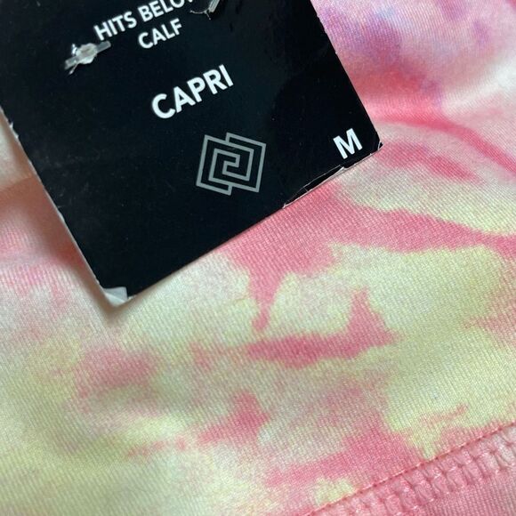 Zelos Pastel Tie Dye Pink and Yellow Light Compression Crop Legging Med NWT - Picture 6 of 6